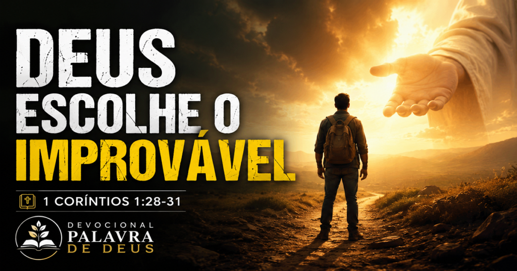 Devocional bíblico Quando Deus Escolhe o Improvável baseado em 1 Coríntios 1:28-31.