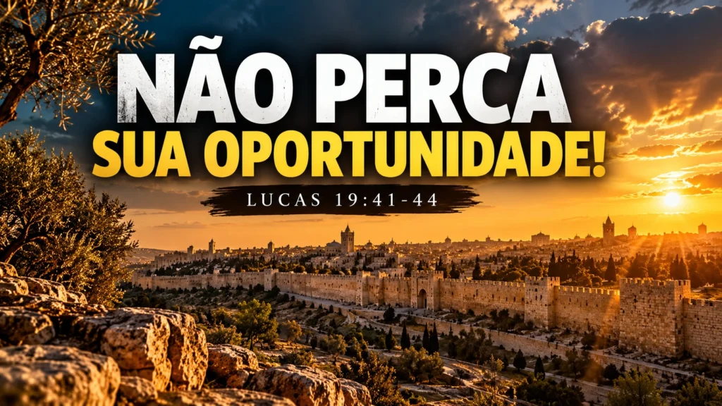 ALT: Devocional A Oportunidade que Não Podemos Perder, baseado em Lucas 19:41-44, com mensagem sobre reconhecer as oportunidades de Deus.