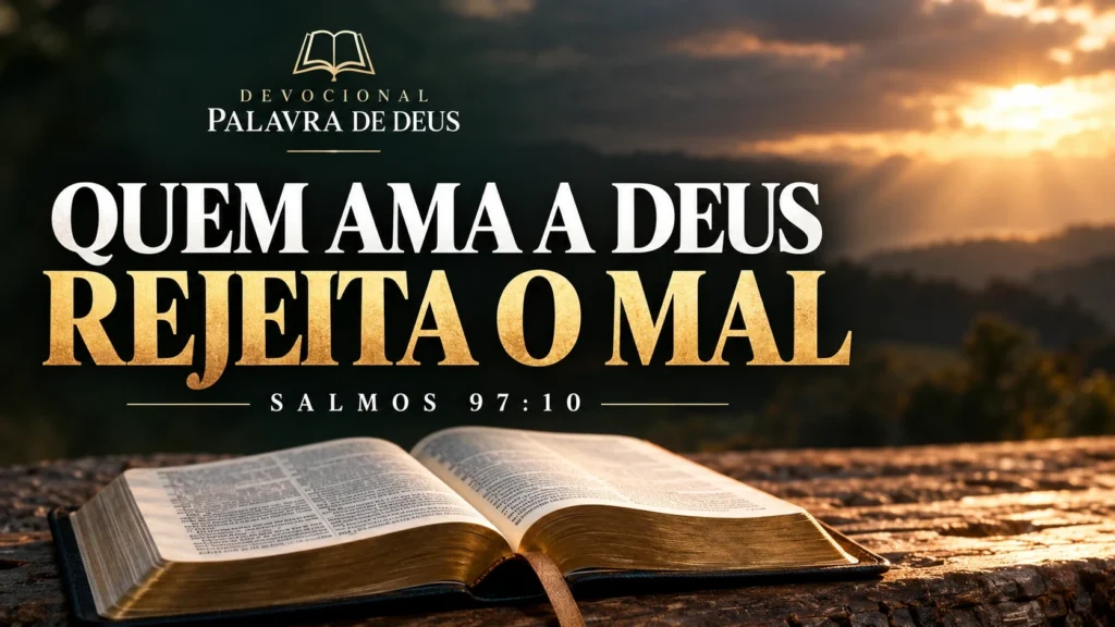 Devocional bíblico sobre Salmos 97:10, ensinando que amar a Deus é rejeitar o mal e confiar em sua proteção.